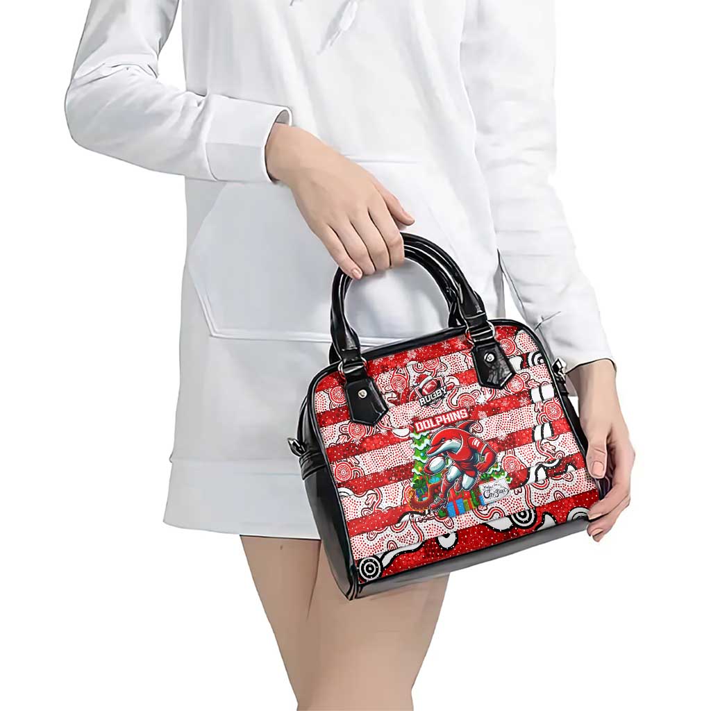 Dolphins Rugby Merry Christmas Shoulder Handbag Indigenous Australian Art