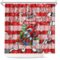 Dolphins Rugby Merry Christmas Shower Curtain Indigenous Australian Art