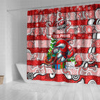 Dolphins Rugby Merry Christmas Shower Curtain Indigenous Australian Art