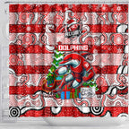 Dolphins Rugby Merry Christmas Shower Curtain Indigenous Australian Art