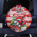 Dolphins Rugby Merry Christmas Spare Tire Cover Indigenous Australian Art