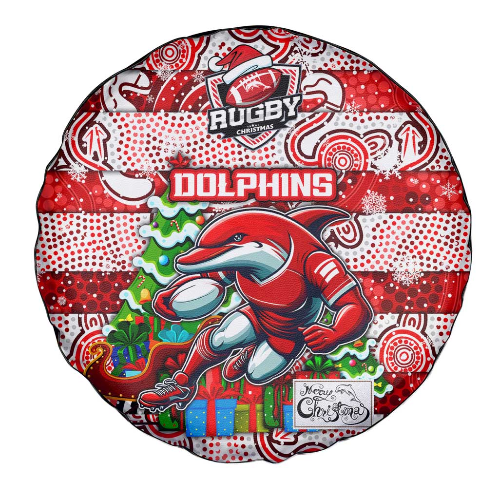 Dolphins Rugby Merry Christmas Spare Tire Cover Indigenous Australian Art