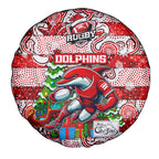 Dolphins Rugby Merry Christmas Spare Tire Cover Indigenous Australian Art
