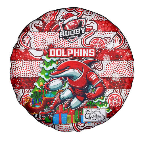 Dolphins Rugby Merry Christmas Spare Tire Cover Indigenous Australian Art