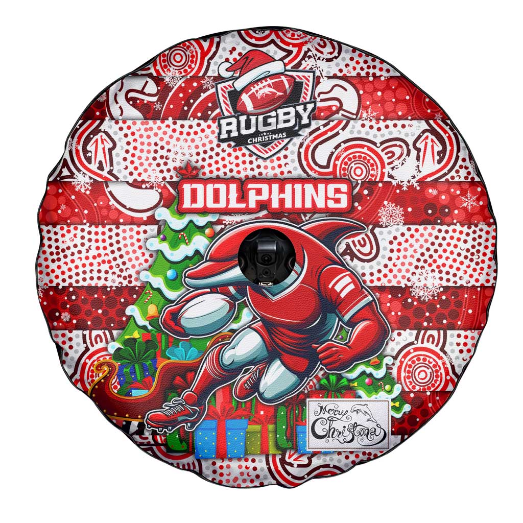 Dolphins Rugby Merry Christmas Spare Tire Cover Indigenous Australian Art
