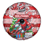 Dolphins Rugby Merry Christmas Spare Tire Cover Indigenous Australian Art