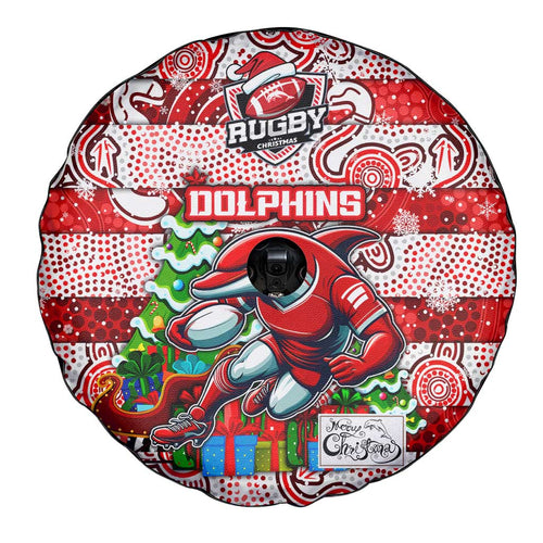 Dolphins Rugby Merry Christmas Spare Tire Cover Indigenous Australian Art