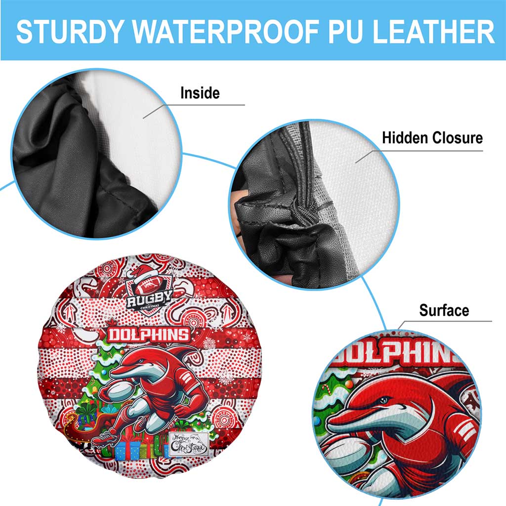 Dolphins Rugby Merry Christmas Spare Tire Cover Indigenous Australian Art
