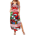 Custom Dolphins Rugby Merry Christmas Summer Maxi Dress Indigenous Australian Art