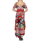 Custom Dolphins Rugby Merry Christmas Summer Maxi Dress Indigenous Australian Art