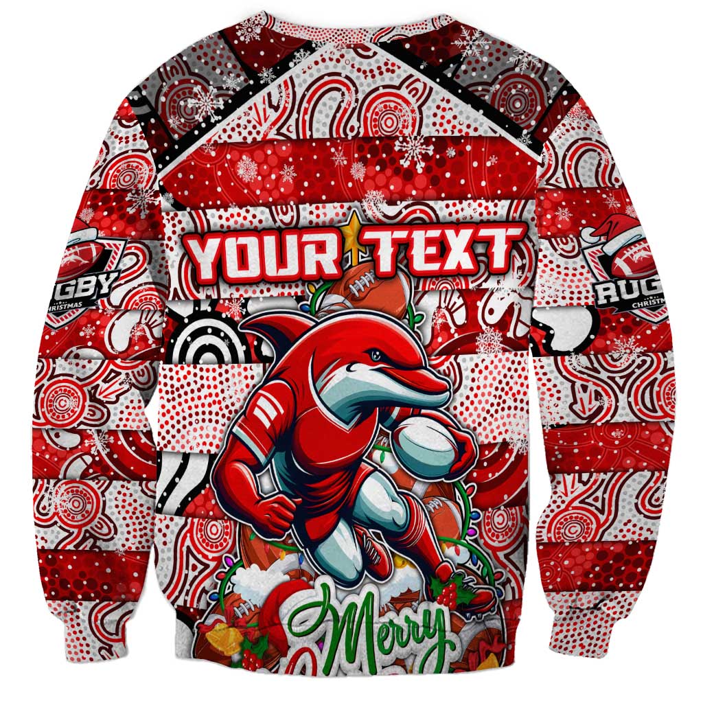Custom Dolphins Rugby Merry Christmas Sweatshirt Indigenous Australian Art