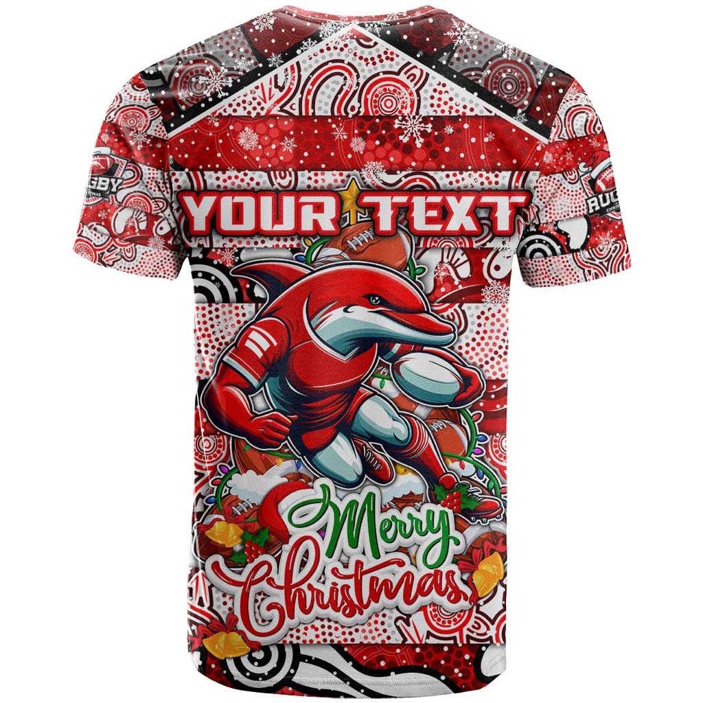 Custom Dolphins Rugby Merry Christmas T Shirt Indigenous Australian Art