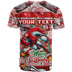 Custom Dolphins Rugby Merry Christmas T Shirt Indigenous Australian Art