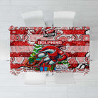 Dolphins Rugby Merry Christmas Tablecloth Indigenous Australian Art