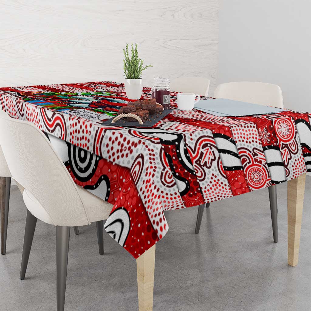 Dolphins Rugby Merry Christmas Tablecloth Indigenous Australian Art