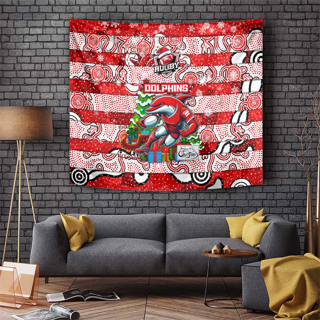 Dolphins Rugby Merry Christmas Tapestry Indigenous Australian Art