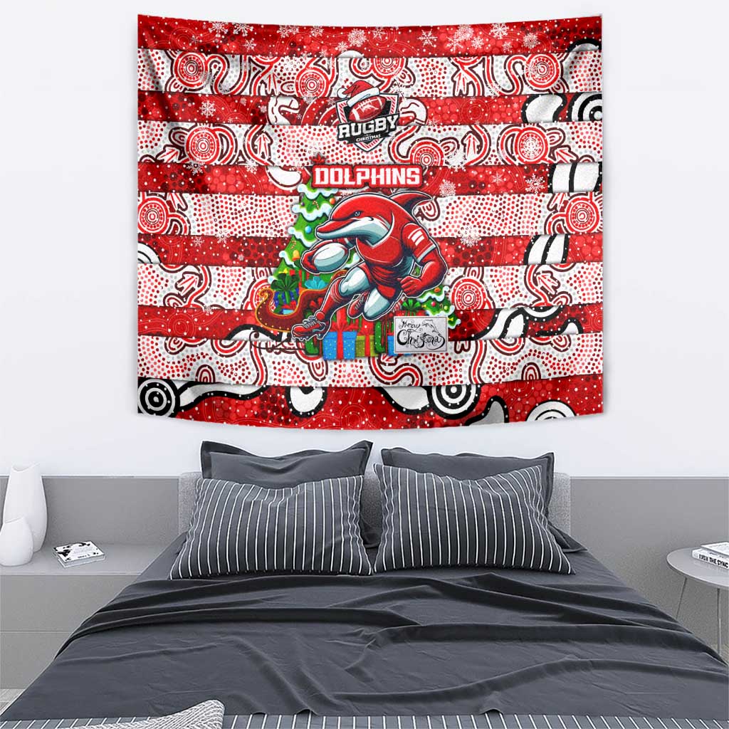 Dolphins Rugby Merry Christmas Tapestry Indigenous Australian Art