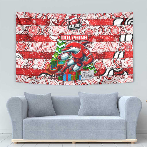 Dolphins Rugby Merry Christmas Tapestry Indigenous Australian Art