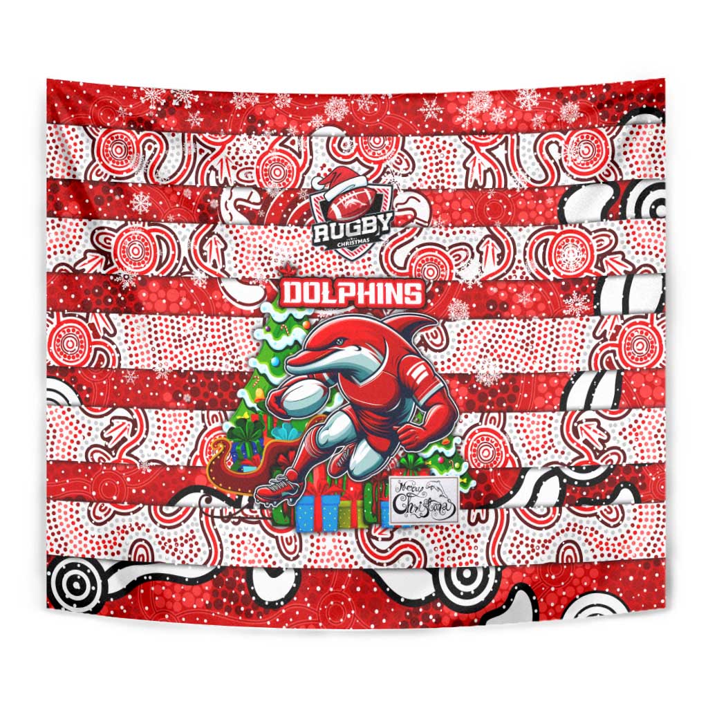 Dolphins Rugby Merry Christmas Tapestry Indigenous Australian Art