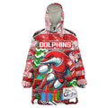 Custom Dolphins Rugby Merry Christmas Wearable Blanket Hoodie Indigenous Australian Art