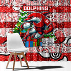 Dolphins Rugby Merry Christmas Window Curtain Indigenous Australian Art
