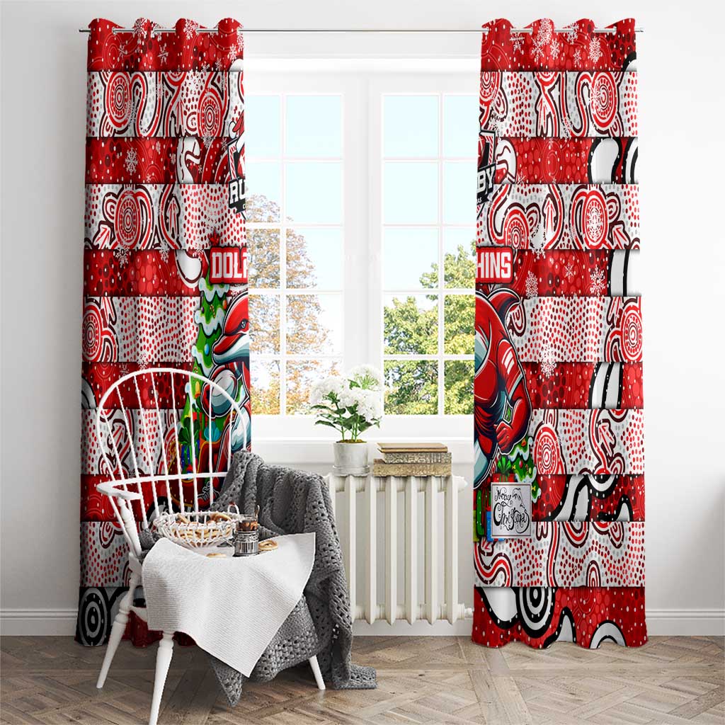 Dolphins Rugby Merry Christmas Window Curtain Indigenous Australian Art