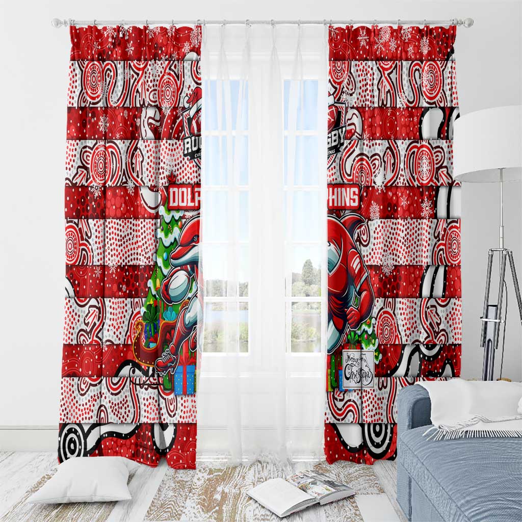 Dolphins Rugby Merry Christmas Window Curtain Indigenous Australian Art