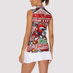 Custom Dolphins Rugby Merry Christmas Women Sleeveless Polo Shirt Indigenous Australian Art