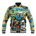 Custom Titans Rugby Merry Christmas Baseball Jacket Indigenous Australian Art