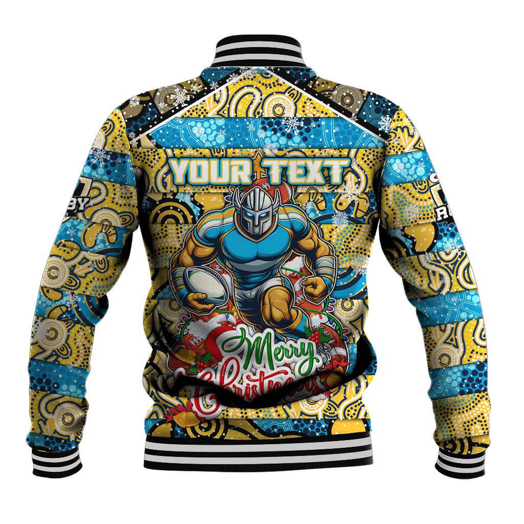 Custom Titans Rugby Merry Christmas Baseball Jacket Indigenous Australian Art