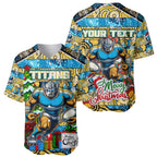 Custom Titans Rugby Merry Christmas Baseball Jersey Indigenous Australian Art