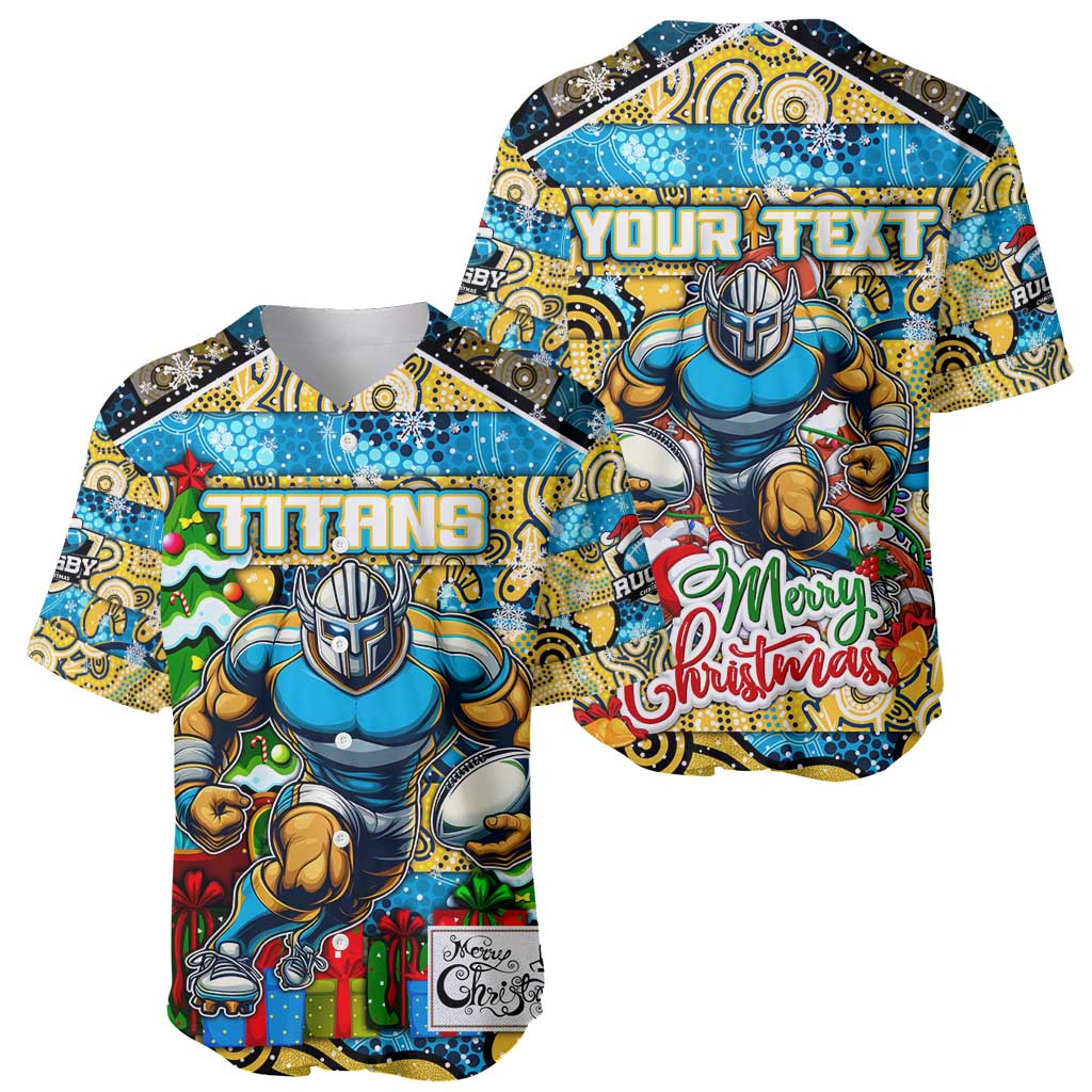 Custom Titans Rugby Merry Christmas Baseball Jersey Indigenous Australian Art