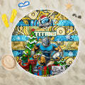Titans Rugby Merry Christmas Beach Blanket Indigenous Australian Art