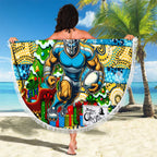 Titans Rugby Merry Christmas Beach Blanket Indigenous Australian Art
