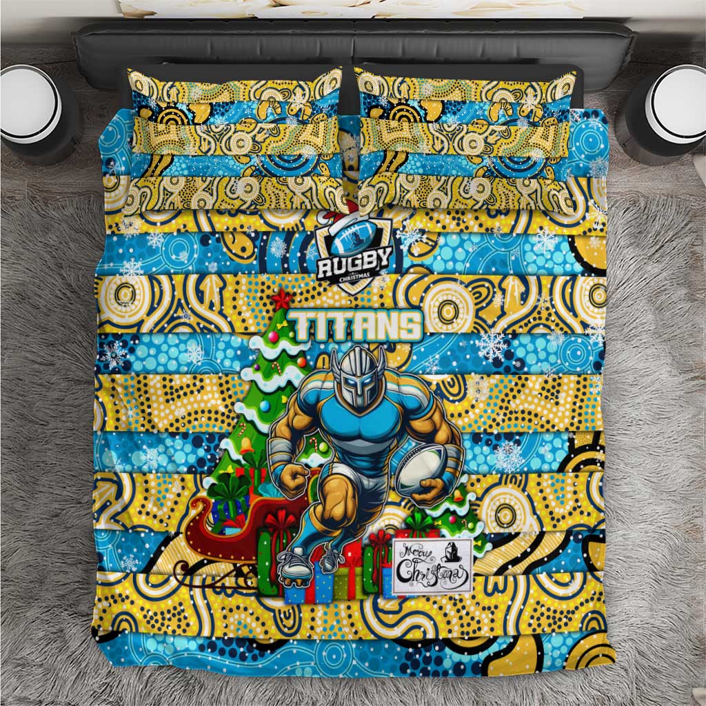 Titans Rugby Merry Christmas Bedding Set Indigenous Australian Art