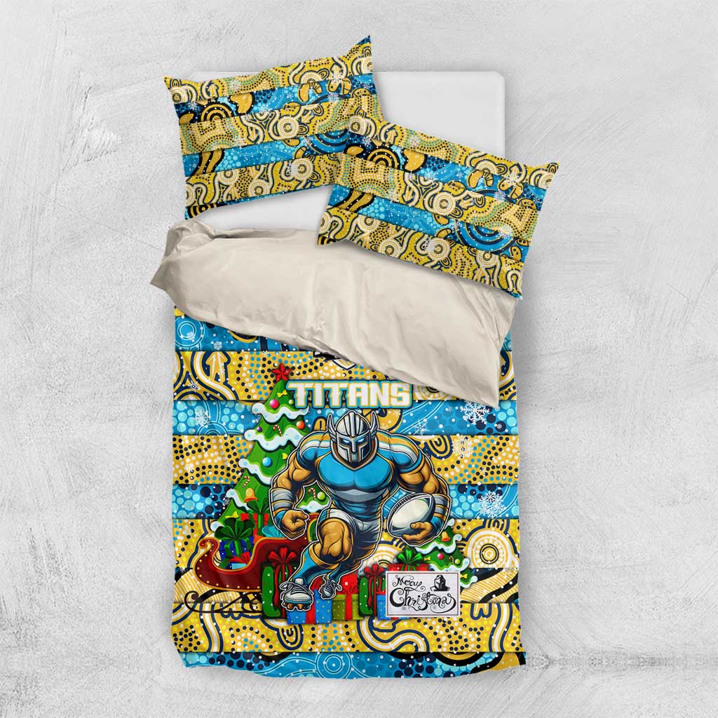 Titans Rugby Merry Christmas Bedding Set Indigenous Australian Art