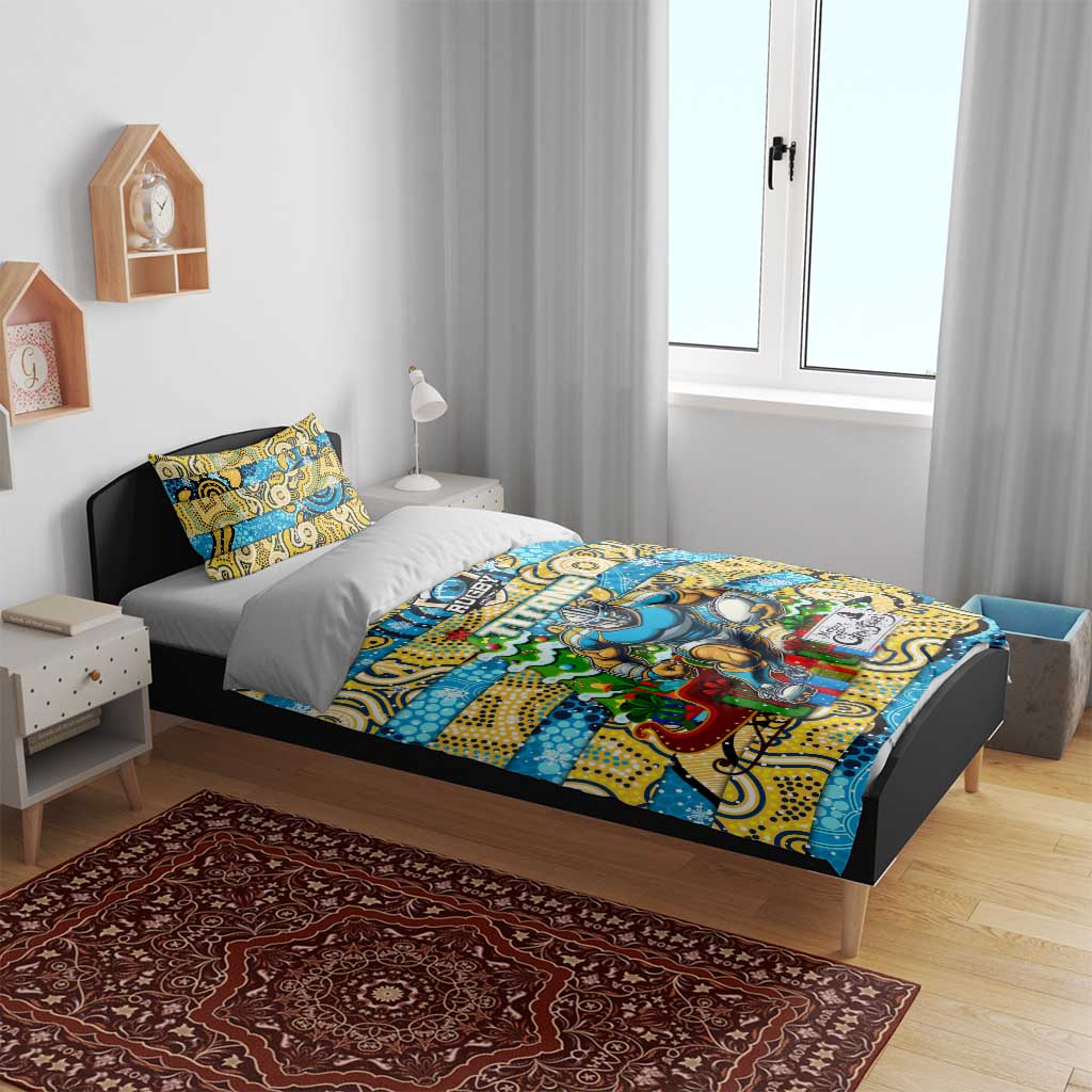 Titans Rugby Merry Christmas Bedding Set Indigenous Australian Art