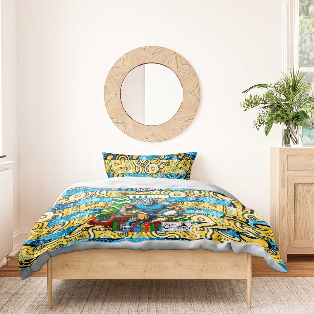 Titans Rugby Merry Christmas Bedding Set Indigenous Australian Art