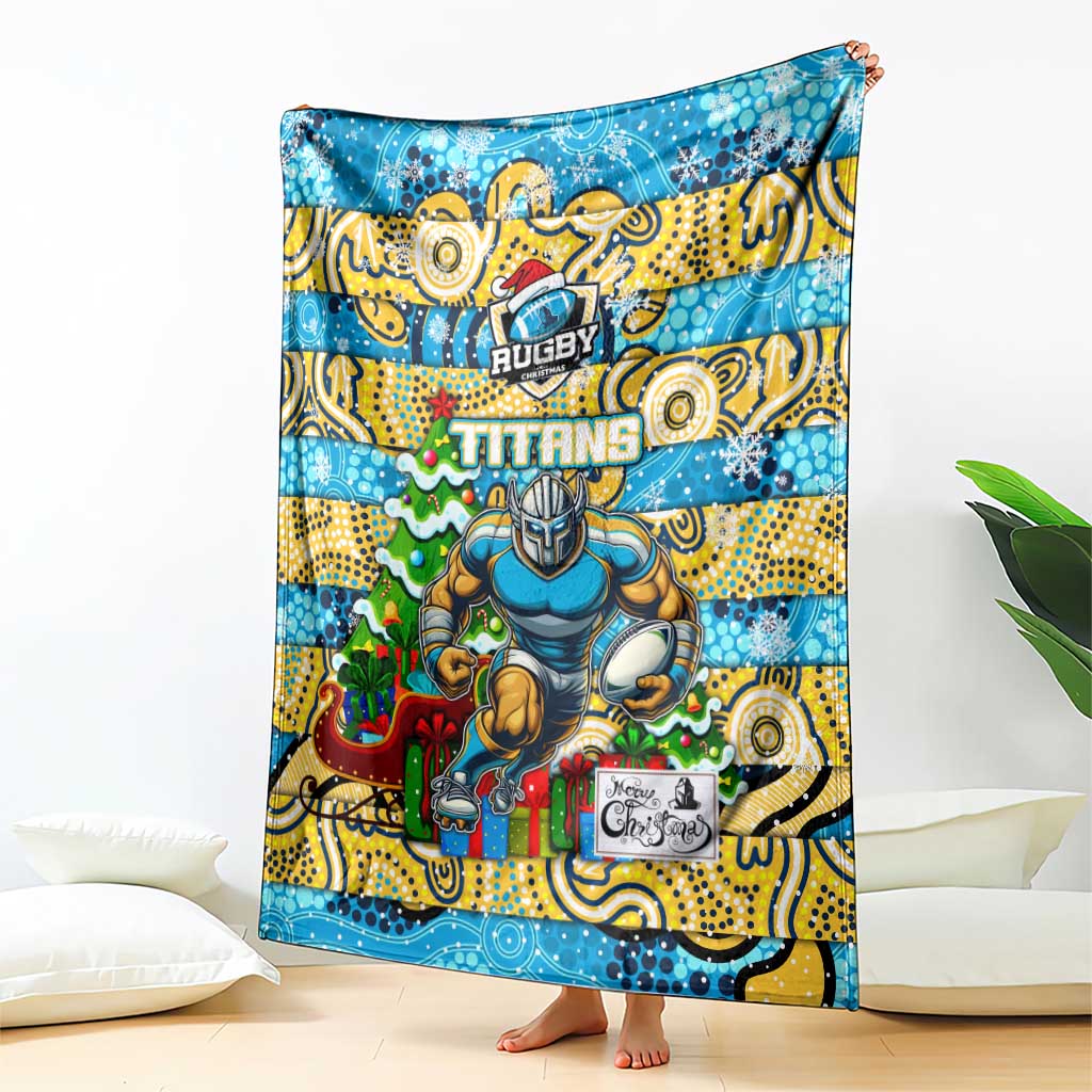 Titans Rugby Merry Christmas Blanket Indigenous Australian Art