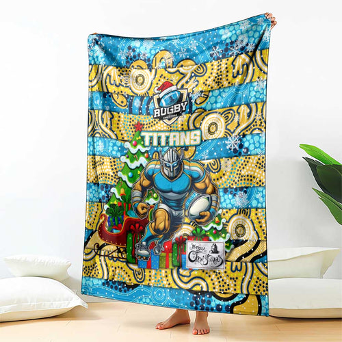 Titans Rugby Merry Christmas Blanket Indigenous Australian Art