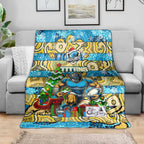 Titans Rugby Merry Christmas Blanket Indigenous Australian Art
