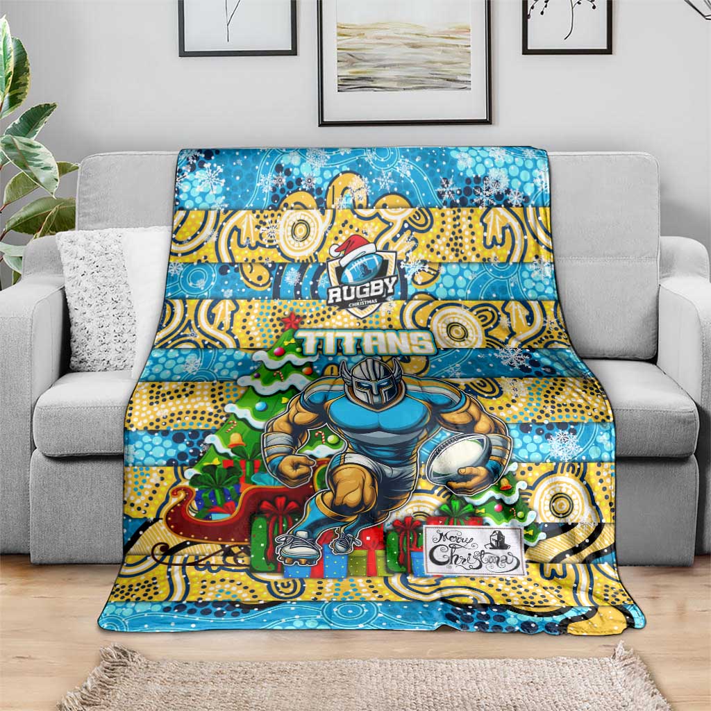 Titans Rugby Merry Christmas Blanket Indigenous Australian Art