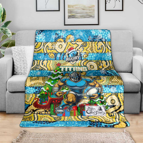 Titans Rugby Merry Christmas Blanket Indigenous Australian Art