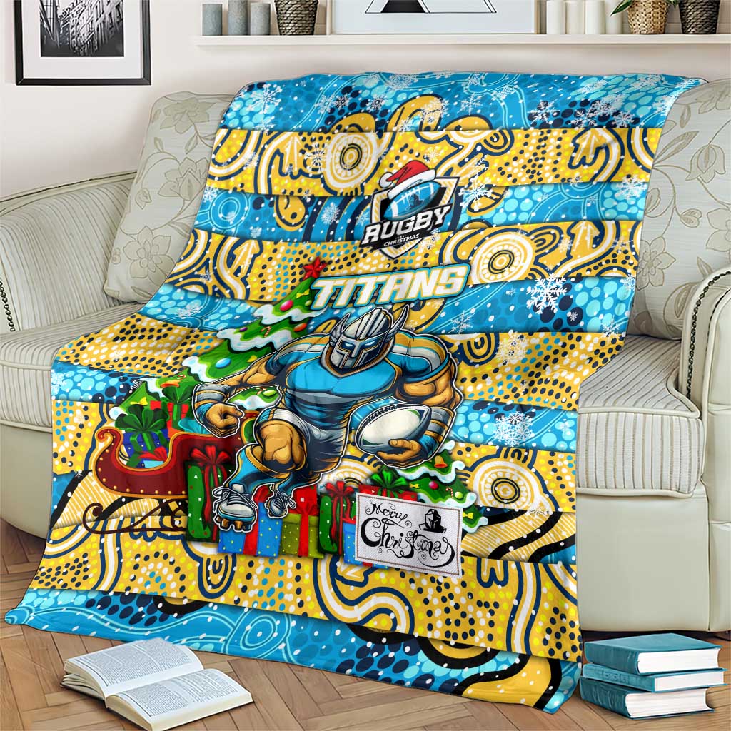 Titans Rugby Merry Christmas Blanket Indigenous Australian Art