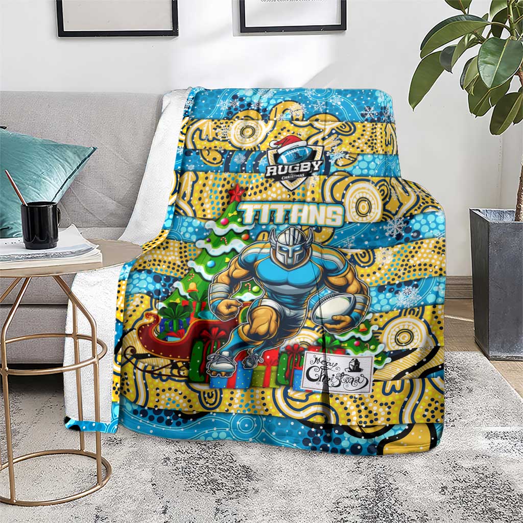 Titans Rugby Merry Christmas Blanket Indigenous Australian Art