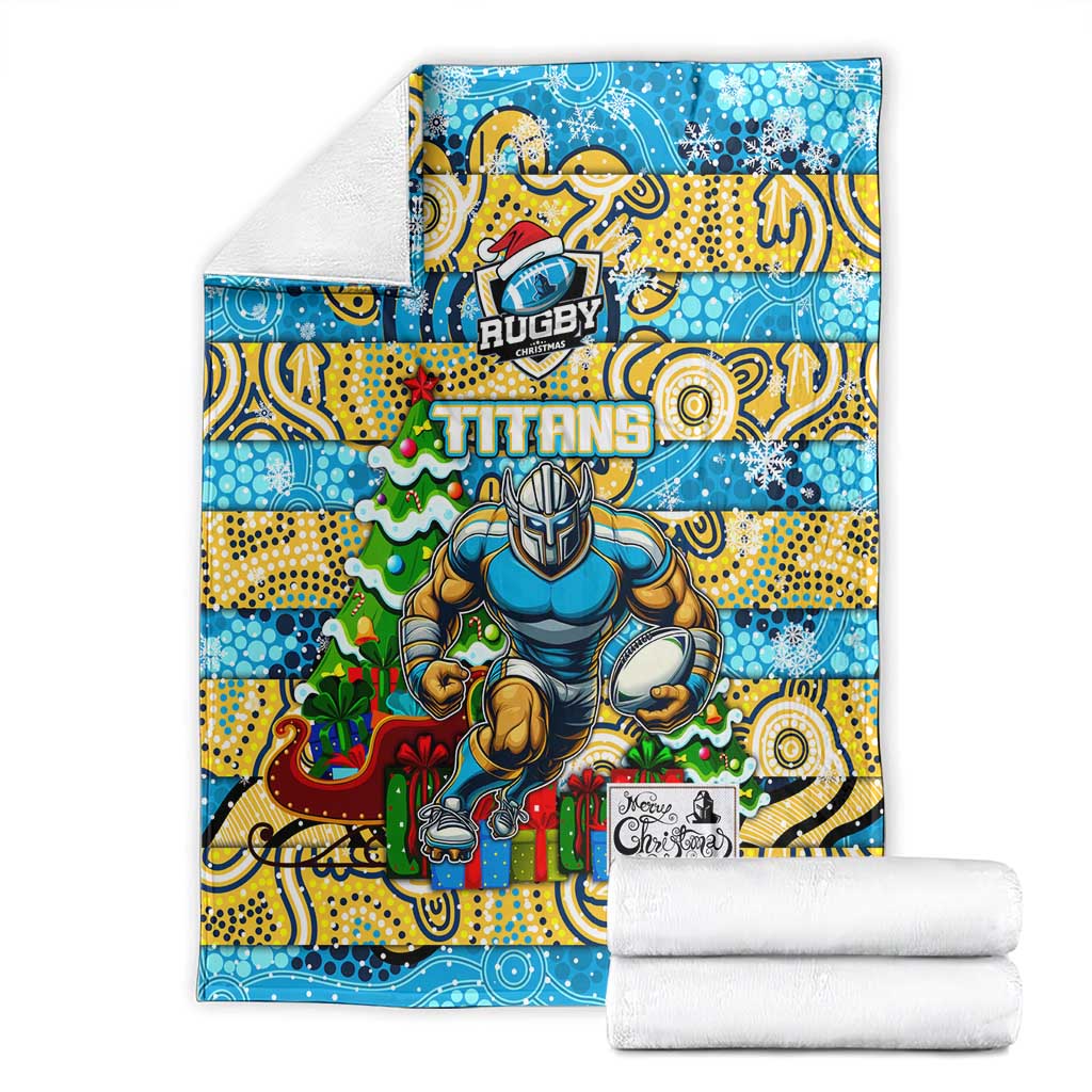 Titans Rugby Merry Christmas Blanket Indigenous Australian Art