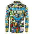 Custom Titans Rugby Merry Christmas Button Sweatshirt Indigenous Australian Art