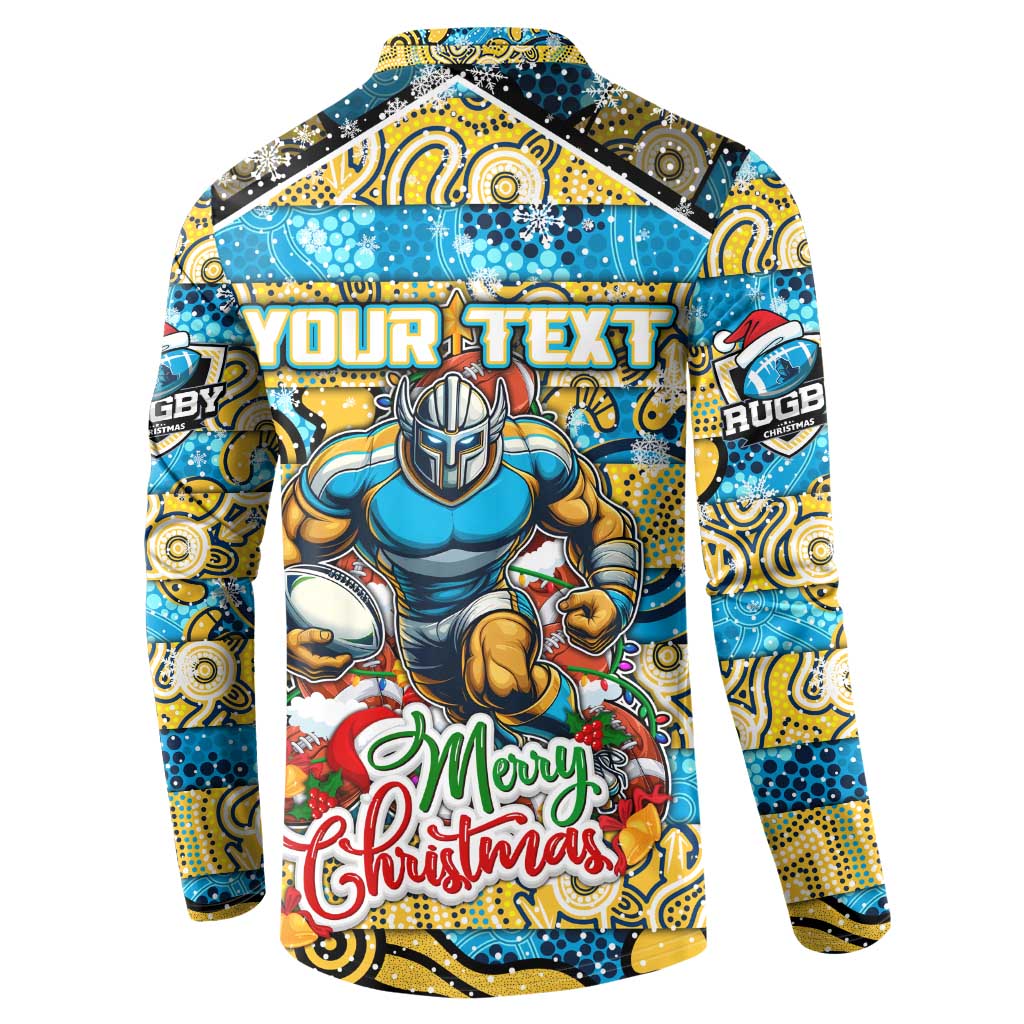 Custom Titans Rugby Merry Christmas Button Sweatshirt Indigenous Australian Art
