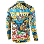 Custom Titans Rugby Merry Christmas Button Sweatshirt Indigenous Australian Art