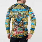 Custom Titans Rugby Merry Christmas Button Sweatshirt Indigenous Australian Art